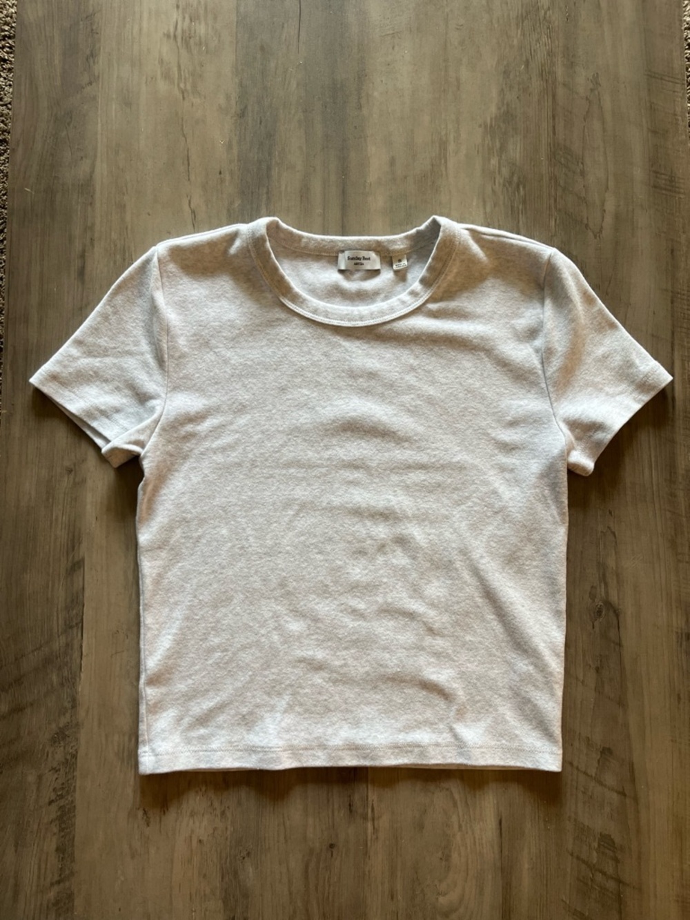 Aritzia Sunday Best BestHug Little Ribbed T-Shirt Small Heather Cloud White